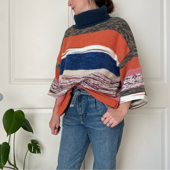 Urban Outfitters Striped Sweater Shirt Wide Sleeves Chunky Knit Long Sleeve - Picture 13 of 16